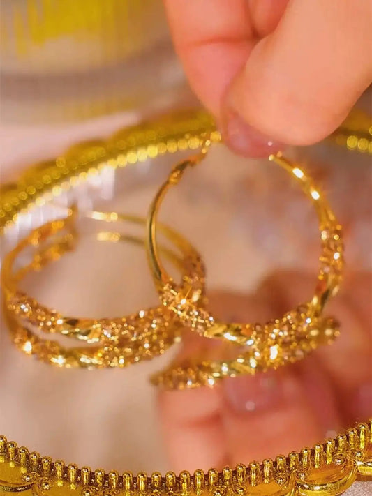 Diamond Hoop earrings(24k gold plated)