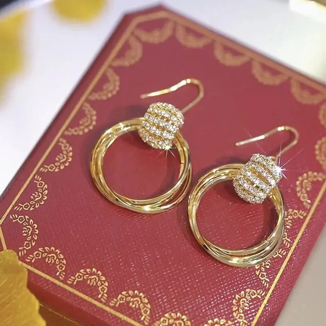 Multilayer diamond earrings(24k gold plated)
