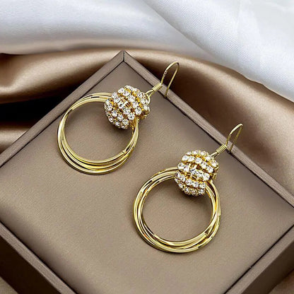 Multilayer diamond earrings(24k gold plated)