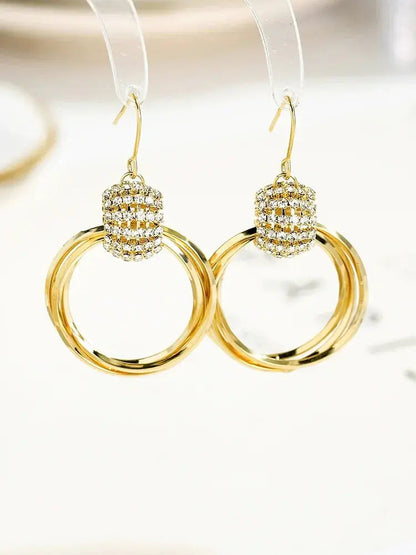 Multilayer diamond earrings(24k gold plated)