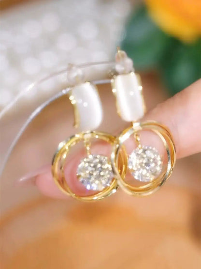 Trendy Multilayer diamond earrings(24k gold plated)