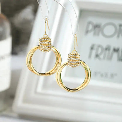 Multilayer diamond earrings(24k gold plated)