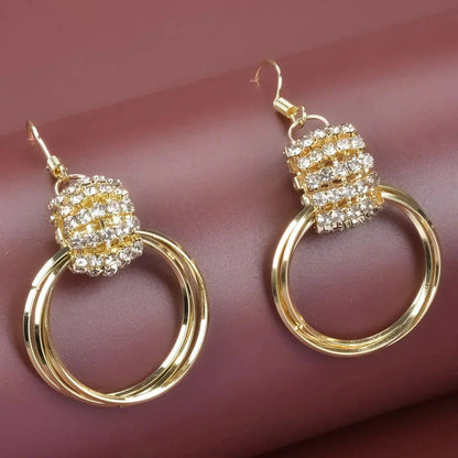 Multilayer diamond earrings(24k gold plated)